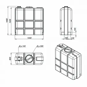 Пластиковая емкость ЭкоПром K 1000 (Белый) 1